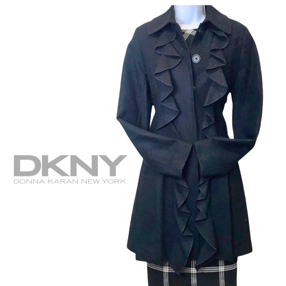 Double Ruffle Pleated Pea Coat - Picture 8 of 15